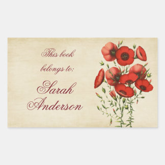 Stickers Plaques de livres de Poppies rouges Cela 