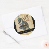Stickers Plaques rondes en dragon bleu chinois (Enveloppe)