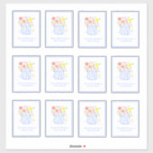 Stickers Plate-forme de vase de fleurs bleues (Feuille)