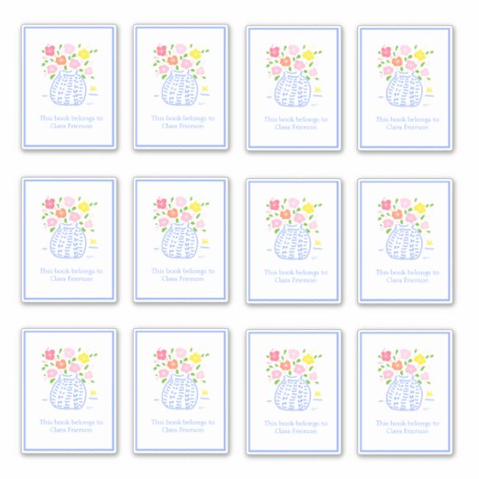 Stickers Plate-forme de vase de fleurs bleues (Devant)