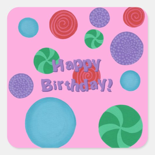 Stickers Pois d'anniversaire coloré amusant (Devant)