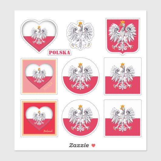 stickers Pologne & Drapeau polonais, Voyage du coe (Feuille)
