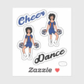 Stickers Pom Danse Cheer (Bleu Orange) (Feuille)