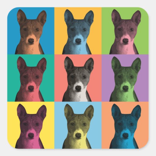Stickers Pop-Art Basenji (Devant)