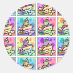 Stickers - Pop Art Hotdog met Chips en een Drankje