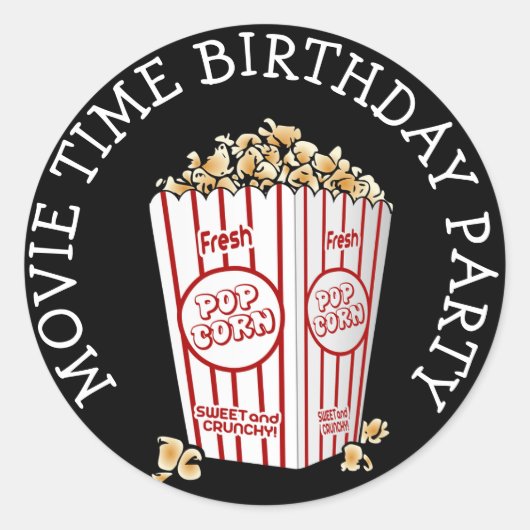 Stickers Popcorn fête d'anniversaire (Devant)