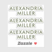 Stickers Portable Monogramme vert olive personnali (Feuille)