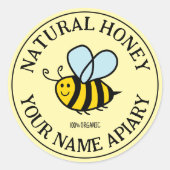 stickers pot de miel d'abeille ronde pour apiculte (Devant)