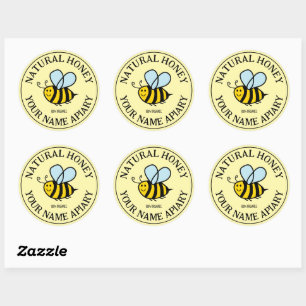 stickers pot de miel d'abeille ronde pour apiculte