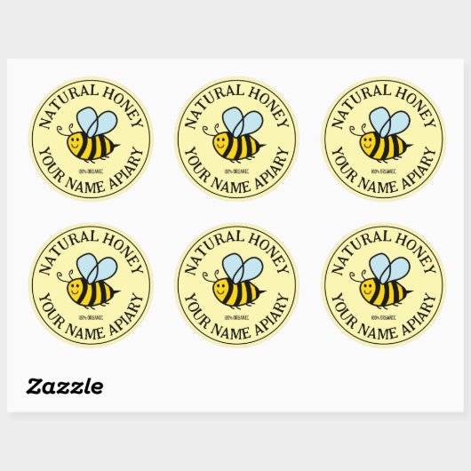 stickers pot de miel d'abeille ronde pour apiculte (Feuille)