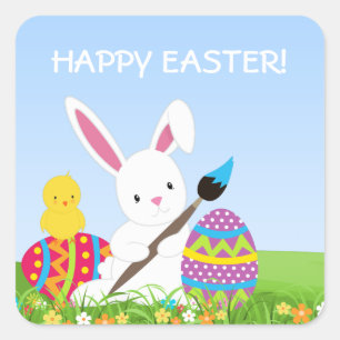 Stickers Poupée de lapin doux Oeufs de Pâques