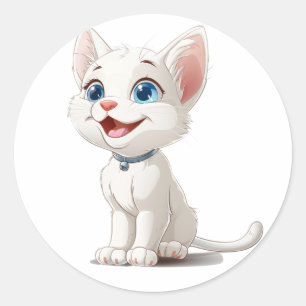 Stickers pour Amoureux de les chats Cute White Cha