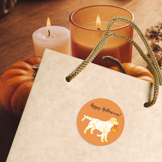 Stickers pour momie jaune d'Halloween Labrador