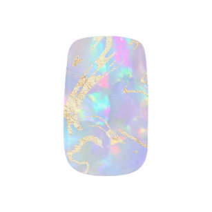 Stickers Pour Ongles fausse holographie opale pierre minx ongle art