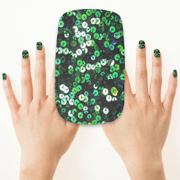 Stickers Pour Ongles Green Sequins Bling