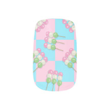 Pastel Rose Bleu À damiers Dango Clou Décors Art