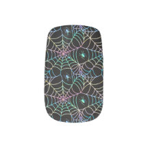 Rainbow Funky Spider Web Halloween Design Nails
