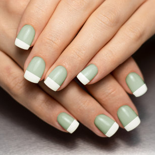 Stickers Pour Ongles Sage Green French Tip Manicure