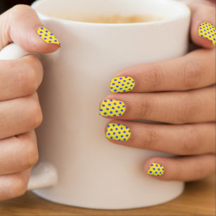 Stickers Pour Ongles Ukraine Drapeau couleurs ongles Jaune avec points 