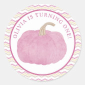 Stickers Premier Anniversaire Citrouille rose (Devant)