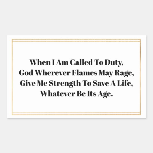 Stickers Prière des pompiers (Devant)