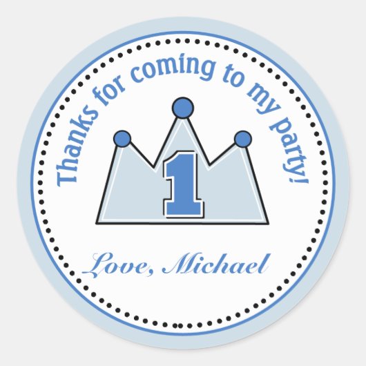 Stickers Prince Anniversaire Fête Favoriser (Devant)