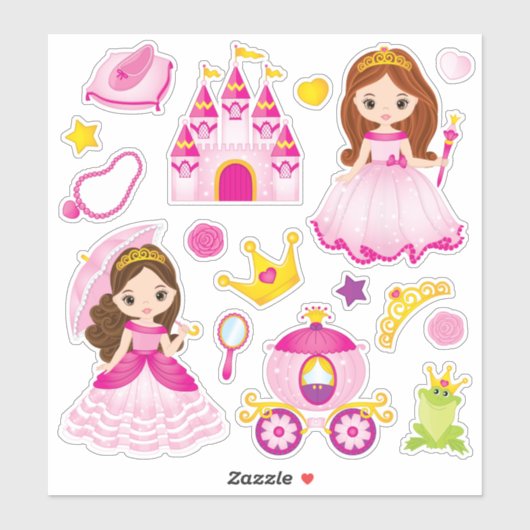 Stickers Princesse et Fairytale - Set de 16 (Feuille)