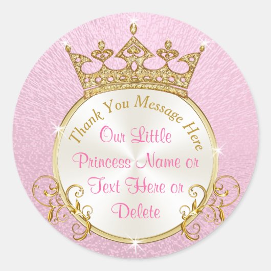 Stickers Princesse Personnalisée Rose et Or (Devant)