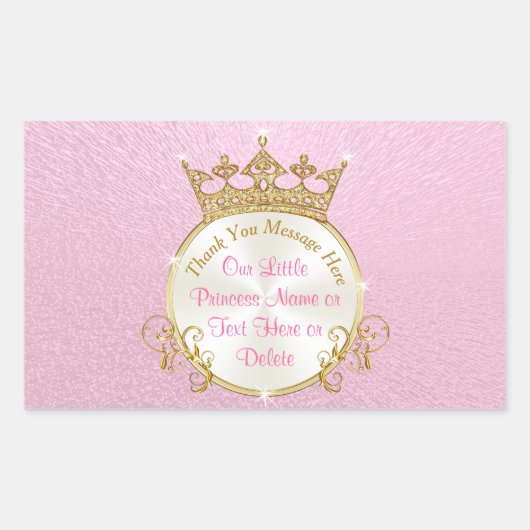 Stickers Princesse Personnalisée, Rose, Tiare Or (Devant)