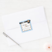 Stickers Privilège orange et bleu Mariage damassé (Enveloppe)
