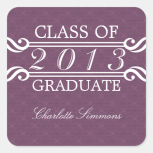 Stickers Purple Vintage Damask 2013 Graduation