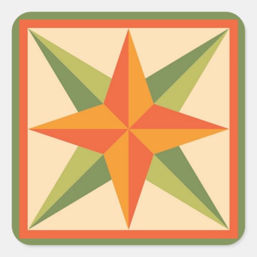 Stickers Quilt - Étoile biseautée (orange/vert) (Devant)