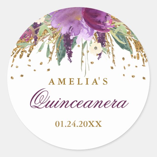Stickers Quinceanera parties scintillant Améthyste (Devant)