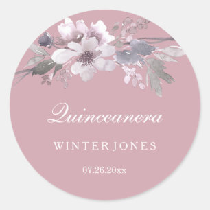 Stickers Quinceanera Rose Rose et floral élégant