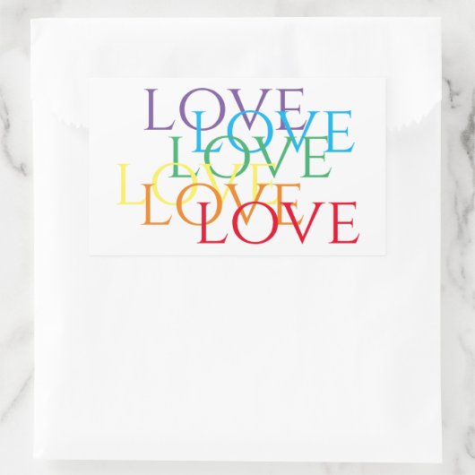 STICKERS RAINBOW LOVE rechthoek (Tas)