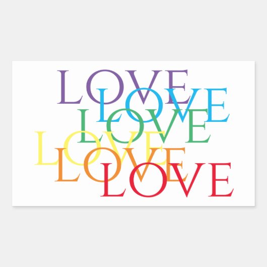STICKERS RAINBOW LOVE rechthoek (Voorkant)