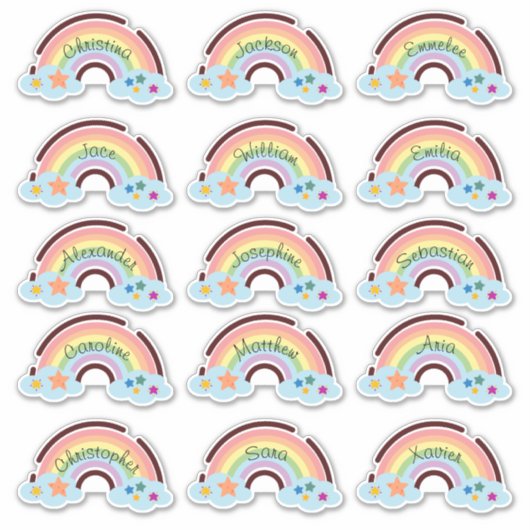 Stickers Rainbow Rainbow Custom Multiple Name (Devant)