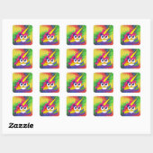 Stickers Rainbow Tie Dye Unicorn Poop Emoji (Feuille)