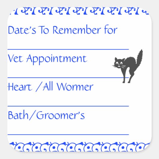 Stickers Rappel Bleu Chat (Devant)