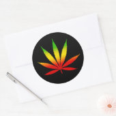 Stickers Rasta Rastafarian feuille Reggae rond (Enveloppe)