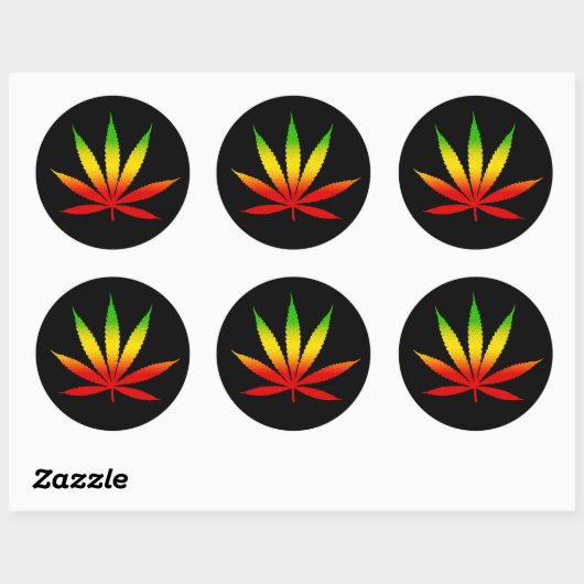 Stickers Rasta Rastafarian feuille Reggae rond (Feuille)