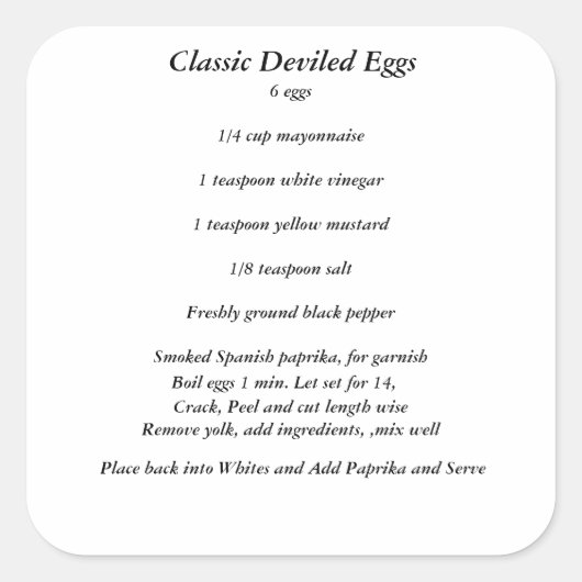 Stickers recettes classiques d'oeufs décapités (Devant)