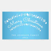 Stickers Rectangle bleu Joyeux Noël (Devant)