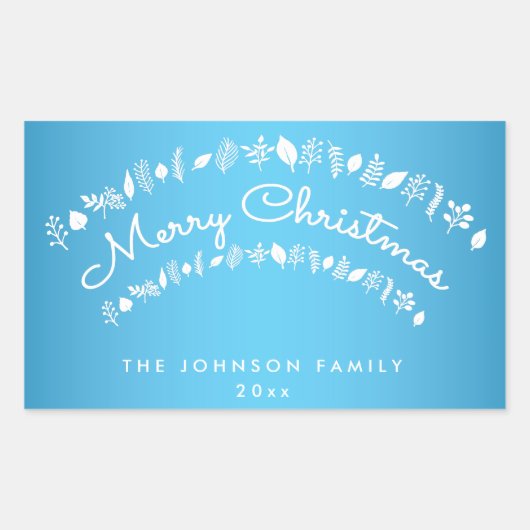 Stickers Rectangle bleu Joyeux Noël (Devant)