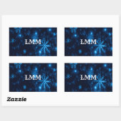 Stickers Rectangle bleu profond et flocons de neig (Feuille)