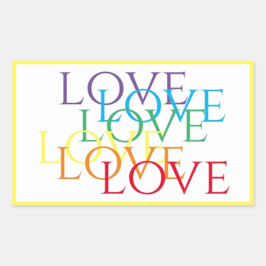 Stickers Rectangle d'AMOUR EN COURSE / Jaune (Devant)