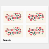 Stickers Rectangle de Noël joyeux et lumineux (Feuille)