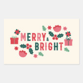 Stickers Rectangle de Noël joyeux et lumineux (Devant)