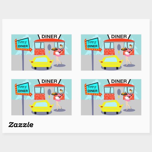 Stickers Rectangle des années 1950 (Feuille)