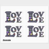 Stickers Rectangle des mots d'amour (Feuille)